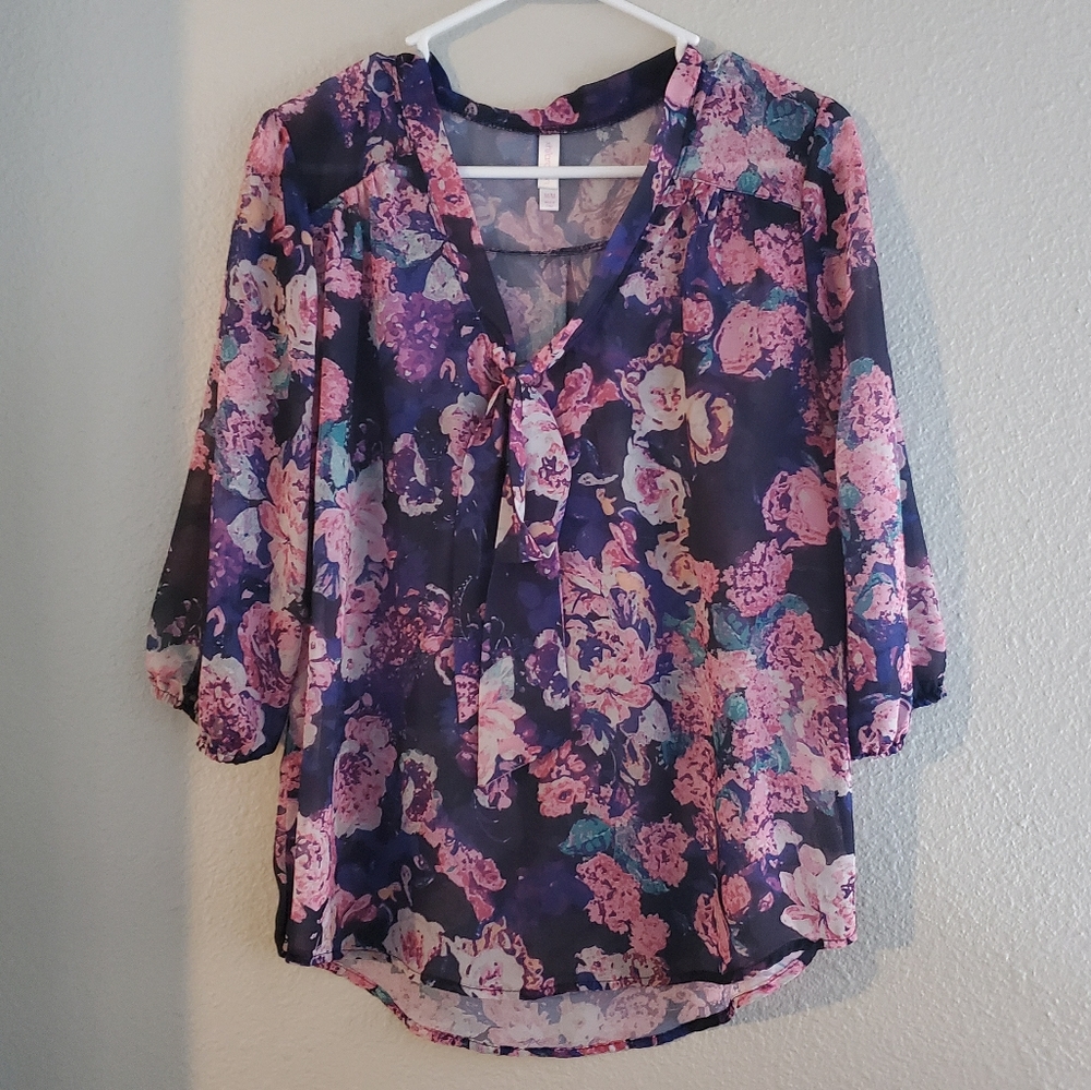 Blue and Pink floral shirt